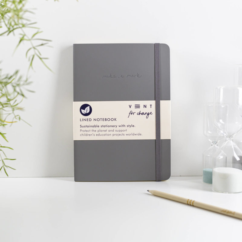 Recycled Leather A5 Lined Notebook – Grey